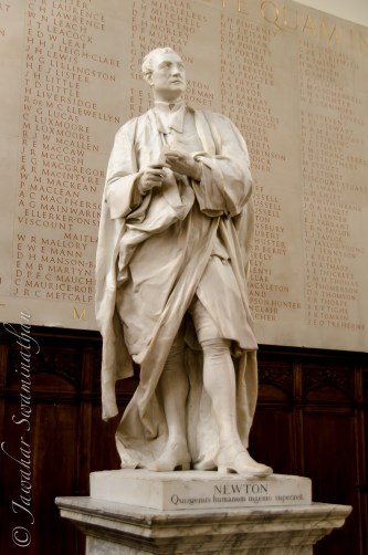 Statue of Sir Isaac Newton, a prominent Trinity alumni.