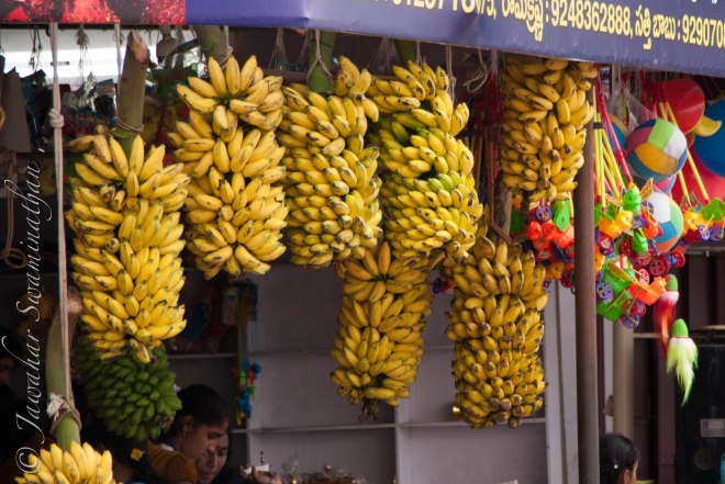 Fruits and other offerings on sale at a local shop in the temple complex.