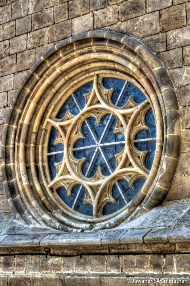 Window at the Barcelona Cathedral rooftop. HDR from 3 bracketed photos.